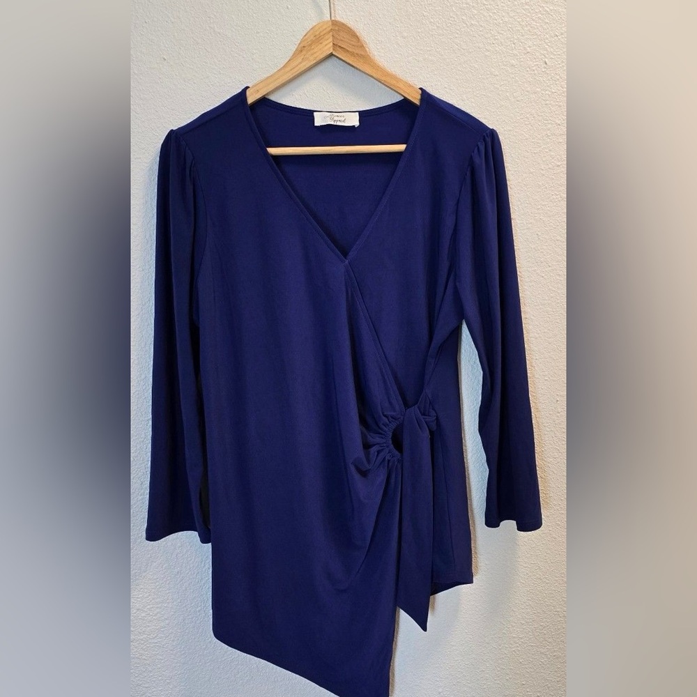 Vince Camuto Navy Wrap Knot Blouse
